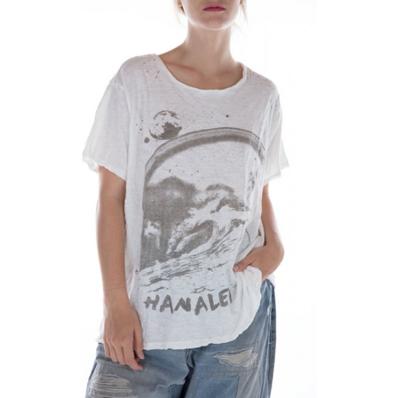 Magnolia Pearl Tops - Magnolia Pearl Hanalei T True new boyfriend white t-shirt top one size t…